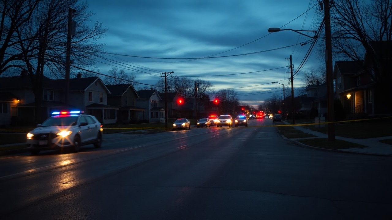 Detroit shooting on the West Side with police lights and investigators at the scene