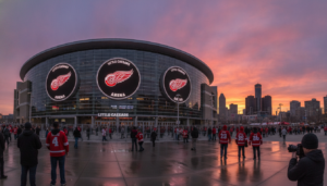A view of Little Caesars Arena representing the future of Detroit Red Wings trade rumors and team strategy.