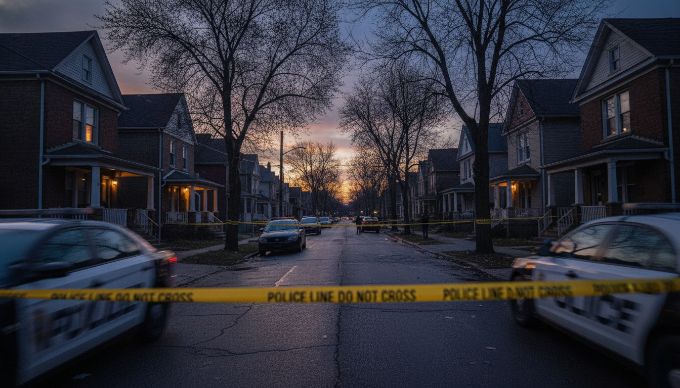 Police investigation at a scene in Southwest Detroit following a shooting incident.