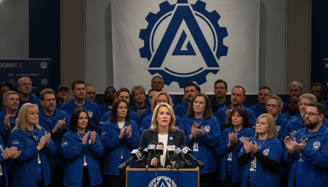 Secretary of State Jocelyn Benson receiving the UAW endorsement for the 2026 Michigan governor race.