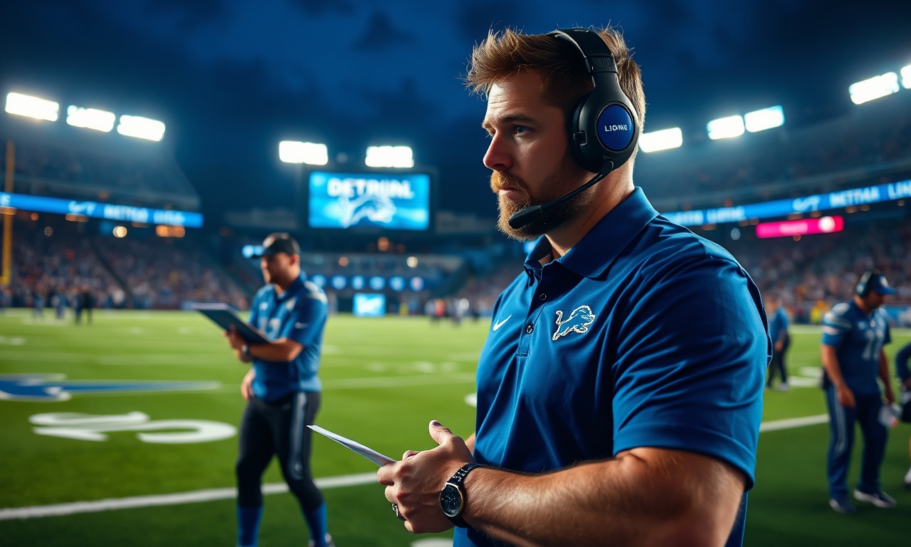 Detroit Lions QB coach Mark Brunell talks with Jared Goff in the Lions quarterback coach interview