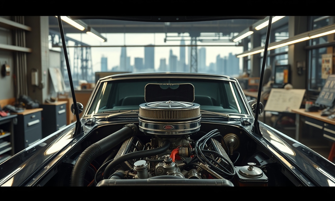 Detroit’s first 500-HP V8: classic V8 engine bay with Detroit industrial heritage details