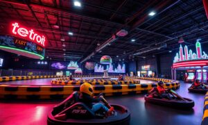 Detroit FEC indoor go-karting and laser tag attractions for families