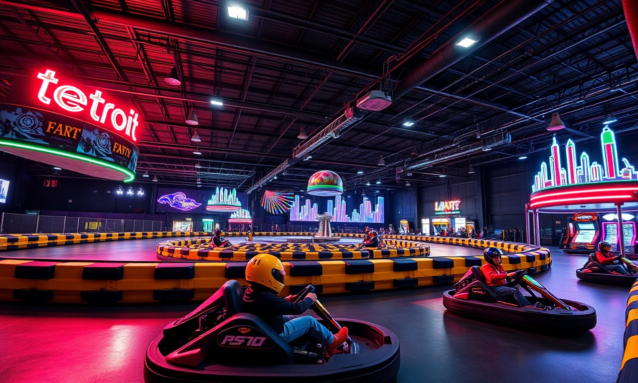 Detroit FEC indoor go-karting and laser tag attractions for families