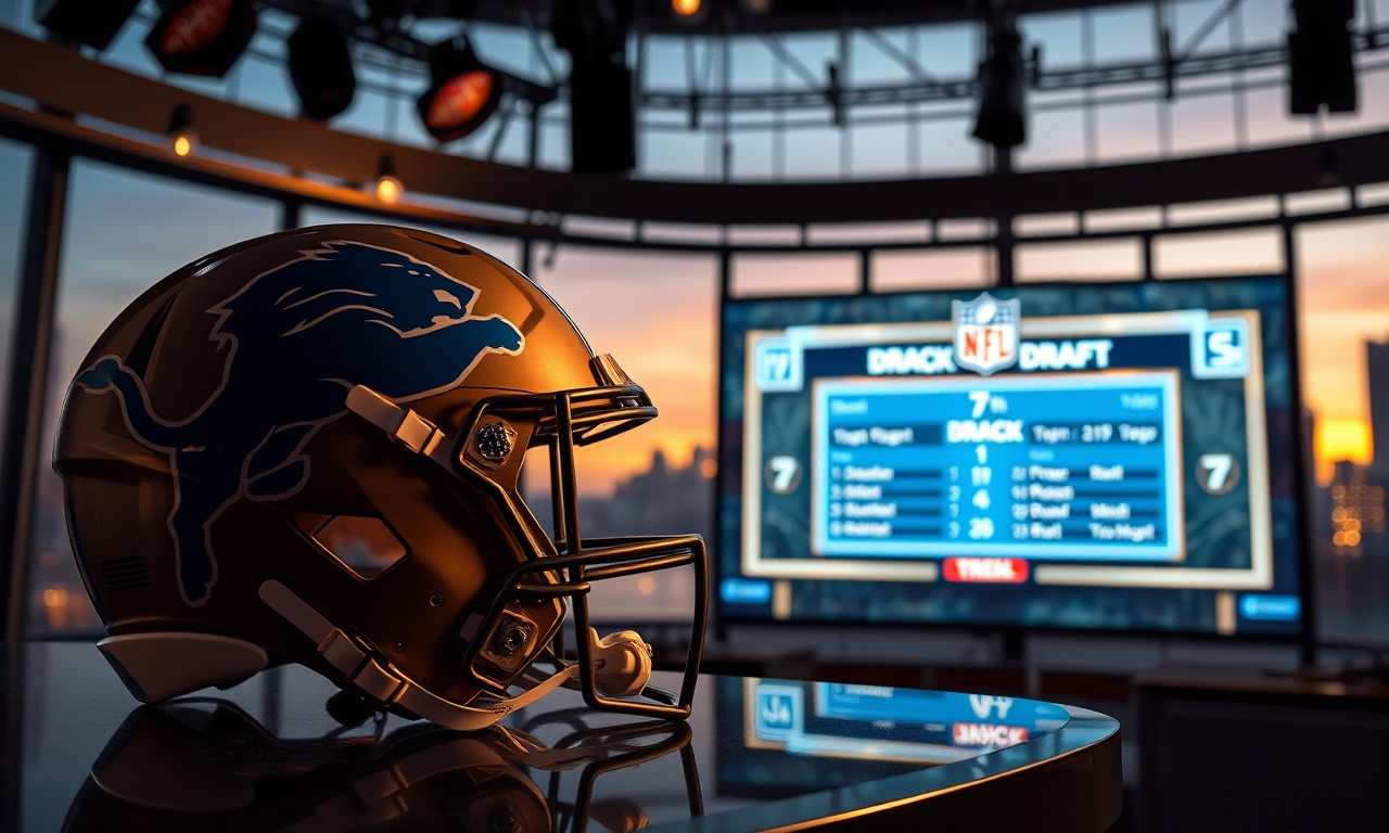 Detroit Lions mock draft featuring Jahmyr Gibbs and a 7-round NFL mock draft graphic in Detroit